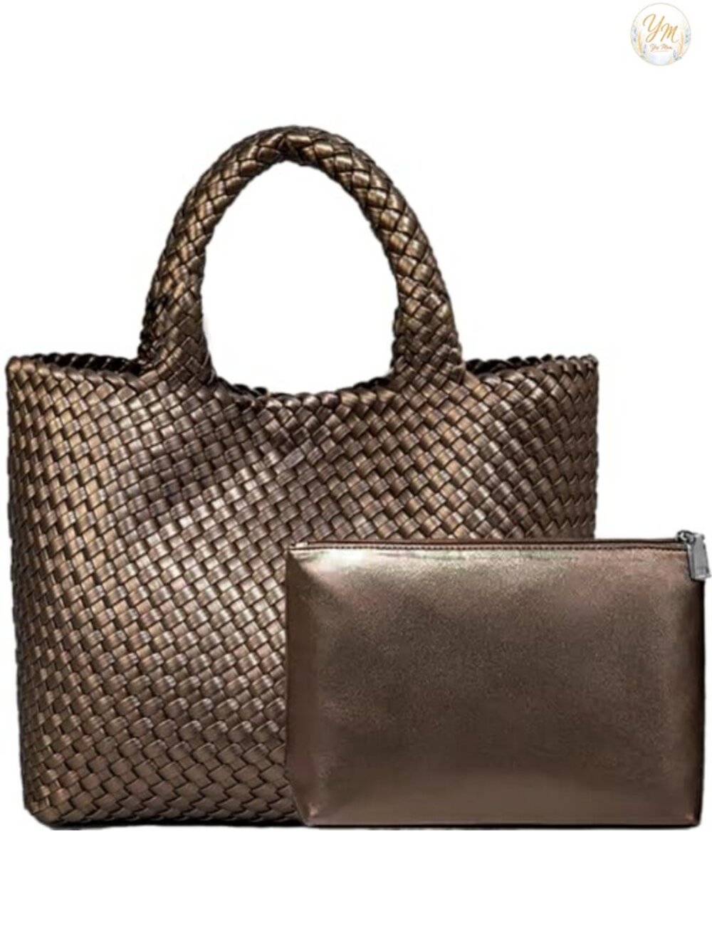 Faux Leather Woven Tote Bag Large Capacity Shoulder Handbag